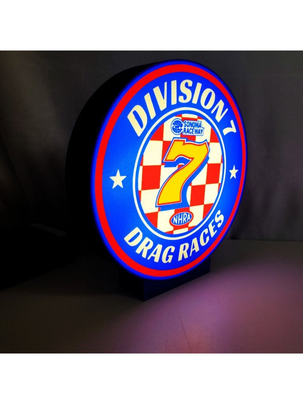NHRA Division 7 Drag Races Lighted Sign - 9" Sonoma Raceway LED Light Box with D